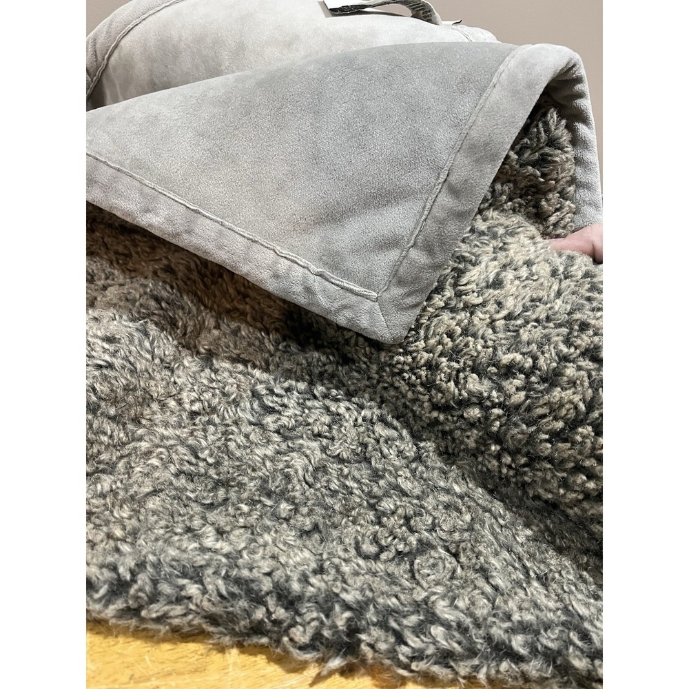 Pottery Barn Faux Fur Throw Curly Lamb 50x60"‎ Gray Black - Picture 6 of 7